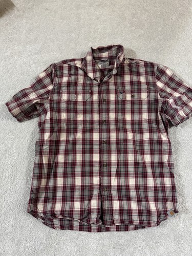 Carhartt Vtg Mens Relaxed Fit Red Check Short Sleeve Button Down Shirt Size XL - Picture 4 of 8
