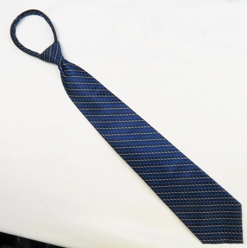 Пуританский мужской галстук на шею узловатая регулируемая молния Bue белый геометрический полиэстер - Изображение 2 из 4