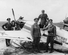Germans inspect a Russian plane 8"x 10" World War II WW2 Photo 488