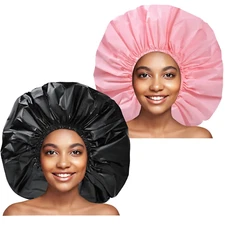 Extra Large Shower Cap 2 PCS Waterproof Shower Caps for Women, Super Jumbo Showe
