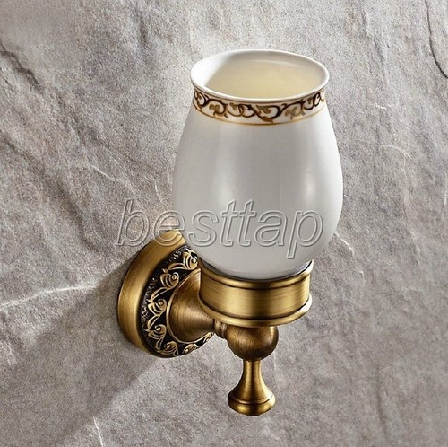 Antique Brass Wall Mounted Bathroom Accessories Toothbrush Holder sba497 - Picture 4 of 4