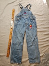 Vintage Y2K Disney Mickey  Co Overalls Youth Size 12 Blue Jean Denim Bib Work