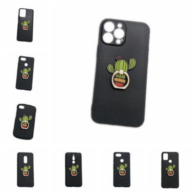 Cover For Various Phones 3D Cactus Finger Ring Stand Holder Soft TPU Skin Case