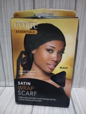 FIRSTLINE EVOLVE ESSENTIALS BLACK SATIN WRAP HEAD SCARF #440 - NEW IN PACKAGE
