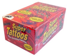 200 x SUPER TATTOOS BUBBLE GUM TUTTI BUBBLEGUM TATTS BULK LOLLIES KIDS FAVOURS