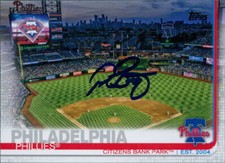 Peter Bourjos Phillies Signed 2019 Topps Series 1 Card #187 JSA Authenticated