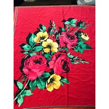 Vintage Paralyzed Veterans of America Scarf Garden of Yellow Red Roses