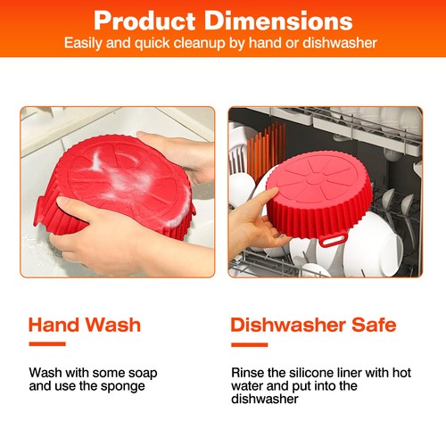 3Pcs 8in Reusable Air Fryer Silicone Pot with Handle for 5 QT to Bigger Easy Use - Picture 7 of 14