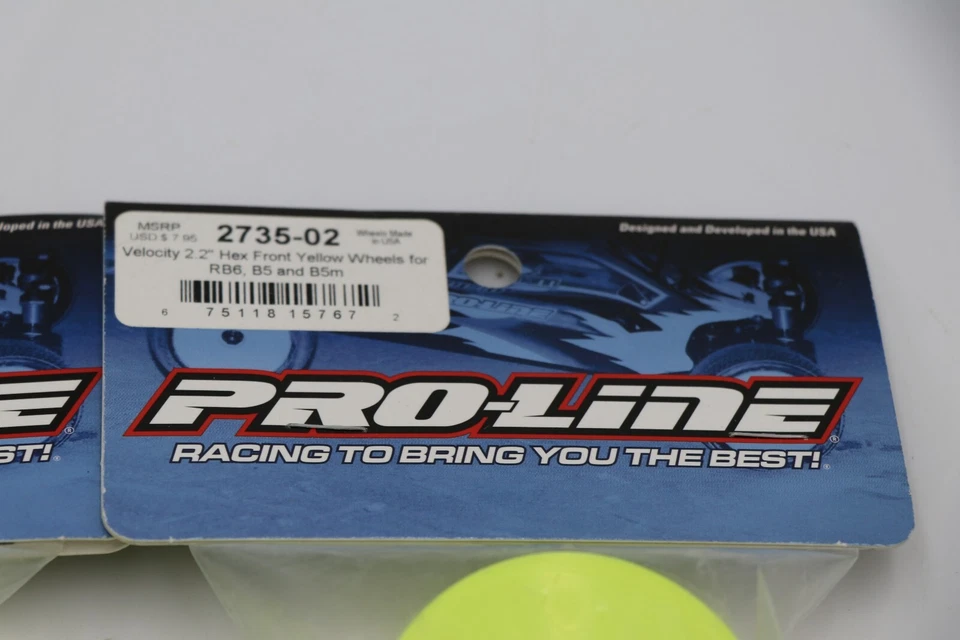 Pro-Line Velocity Wheelset 2.2 Hex Front Rear Yellow RB6 B5 B5m 2735-02 2736-02 - Image 2 of 4