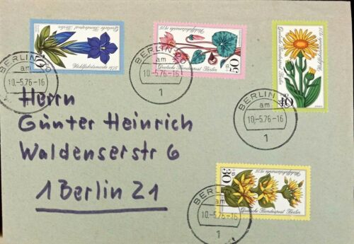 GERMANY 1975 Charity Stamps - Flowers SET STAMPS ON 1976 COVER  - Picture 1 of 2