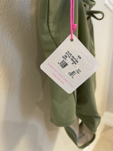 Vanilla Beach Women's One Piece Strappy Olive Heather Swimsuit Size Large NWT - Picture 4 of 7
