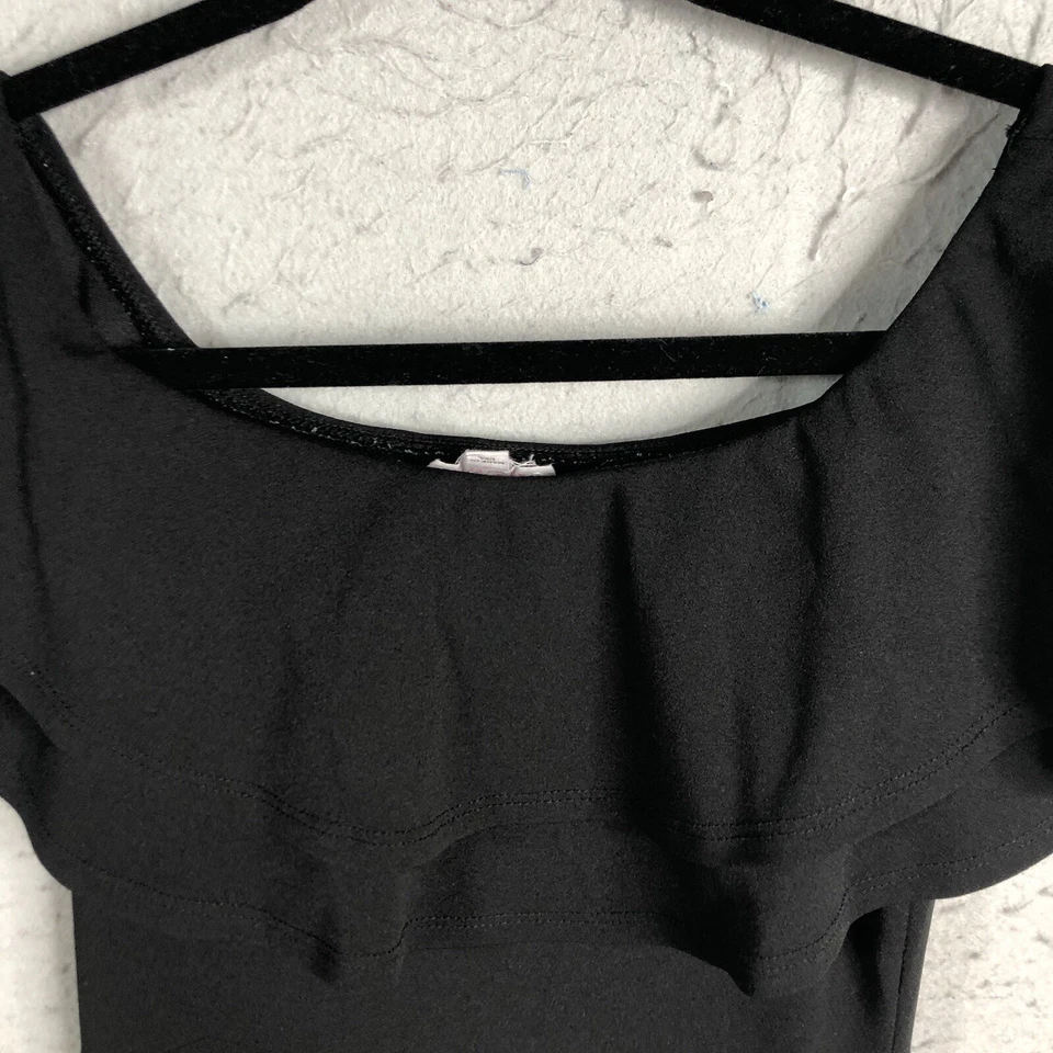 Vintage Y2K Agaci Jumpsuit Womens Small Black Knit Romper Slinky Stretch Artsy - Image 3 of 4