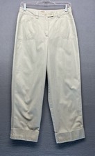Talbots women khaki cuffed pocket solid print comfort pants size 8