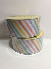 Member's Mark Premium Wired Edge Ribbon, 2.5" Wide x 50 Yards 2 Rolls Stipped