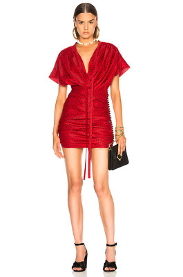 Magda Butrym Reno Mini Dress Sz S/36 Red Black Polka Dot Trend