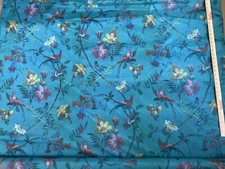 By YD SCALAMANDRE PARADISO TURQUOISE Blue BIRD Tropical Floral SILK WARP RT$450