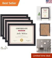 Stylish 4-Pack Black Document Frames, 8.5 x 11 with Glass Front for Any Occasion