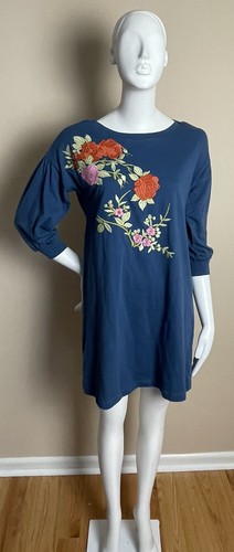 Anthropologie Tiny Embroidered Blue T 