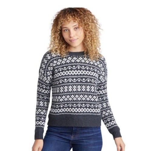 Marine Layer Jill Fair Isle Women's Crewneck Sweater Alpaca Wool Blend Size XS
