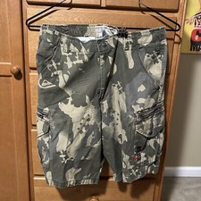 Vintage Paco Jeans Baggy Green Camouflage Cargo Shorts Size 36