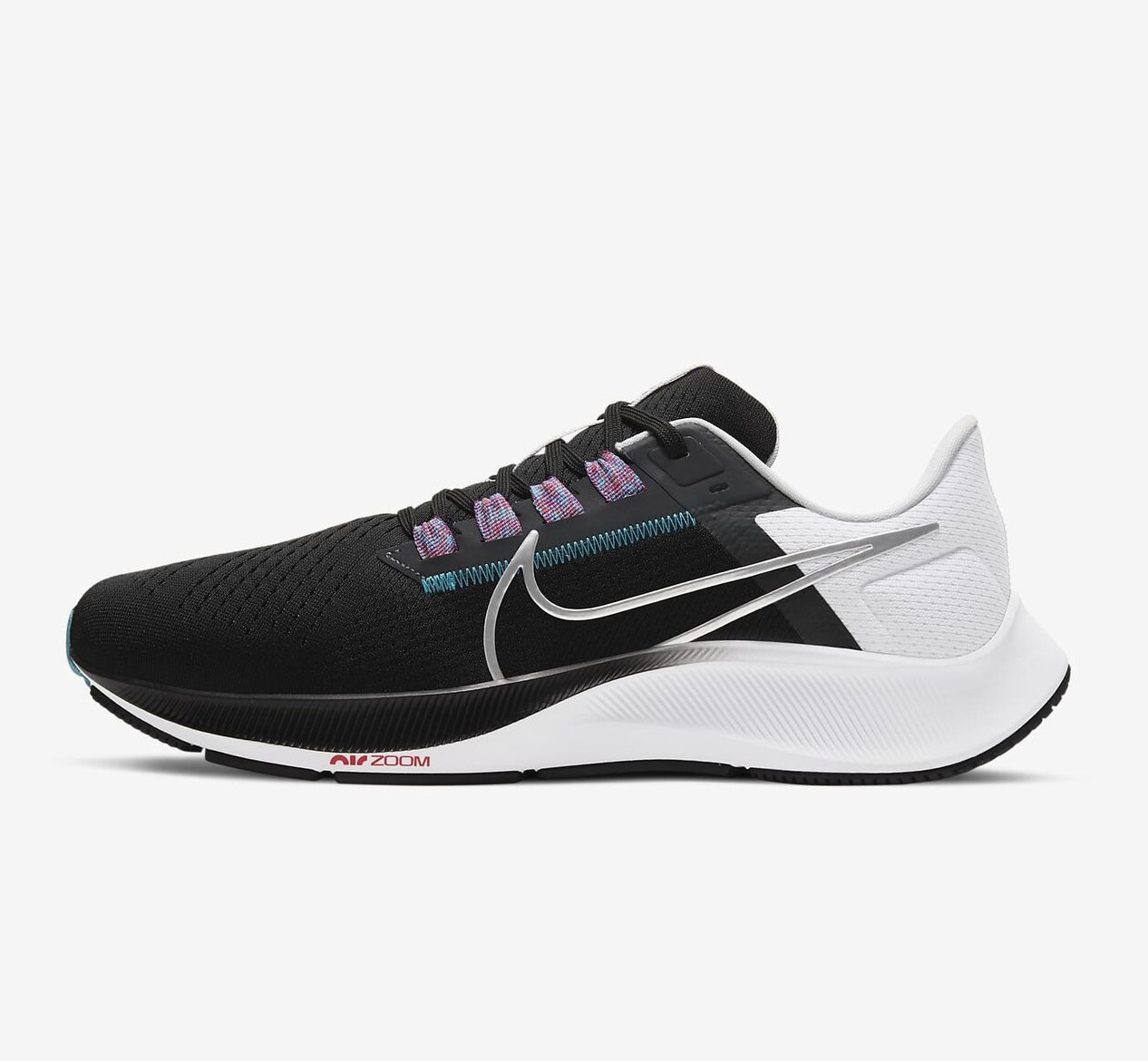 Мужские кроссовки Nike Zoom Pegasus 38 Черный металлик, Белая фуксия, серебро CW7356-003