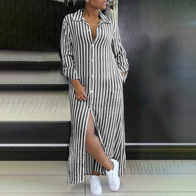 Loose Casual Long Maxi Shirt Dress 