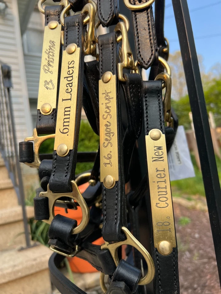 Halter de cuero para caballo de Leaders - disponible en 4 tamaños negro/latón Foto 4 de 4