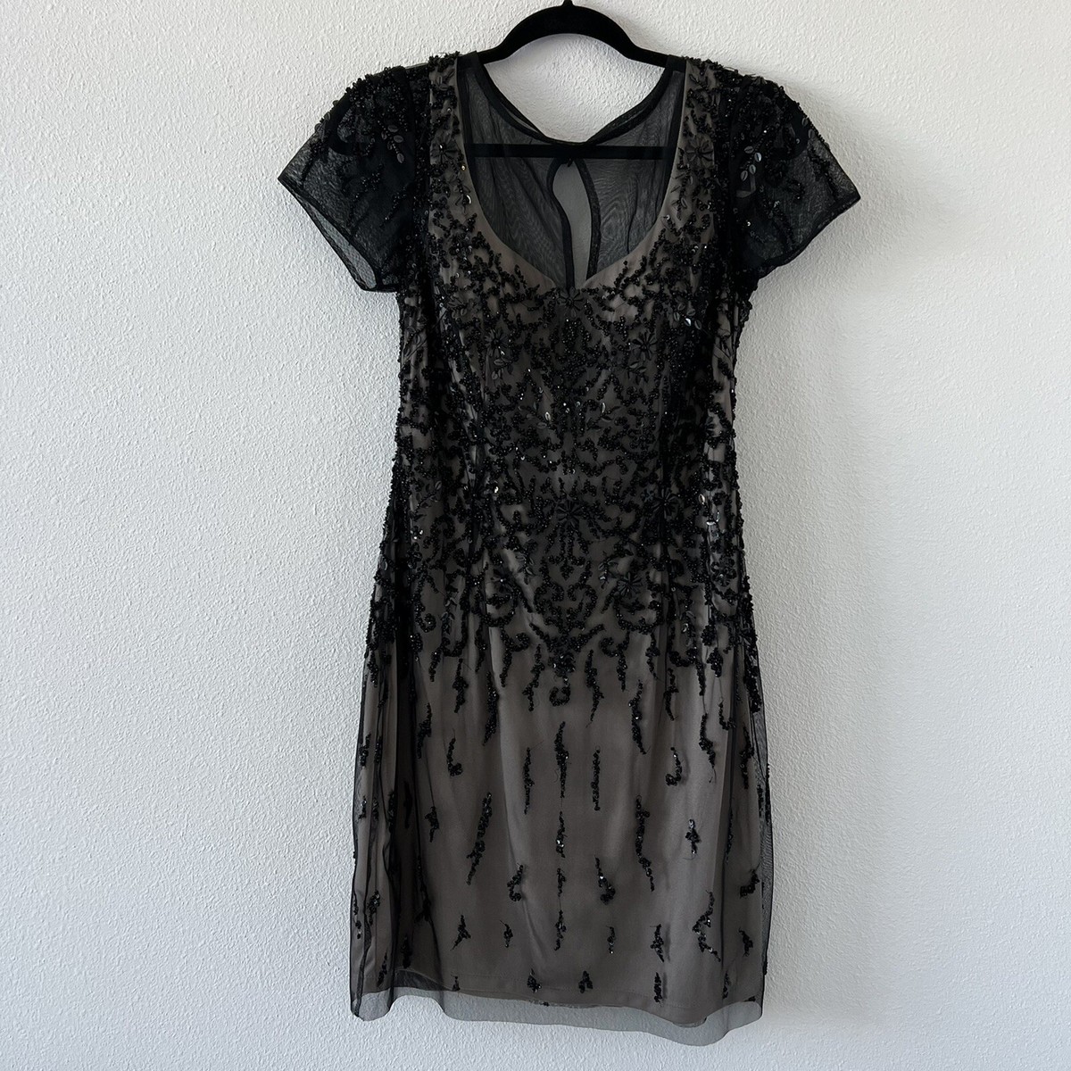Aidan Mattox Black Cocktail Sheath Dress Size 10 Mini Beaded Detail NWT |  eBay