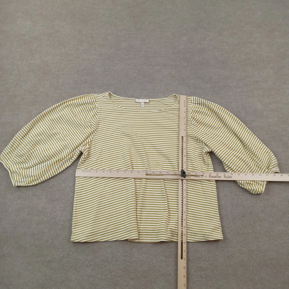 Eri + Ali Топ женщин большой белый желтый в полоску 3/4 воздушный шар рукав - Изображение 2 из 4