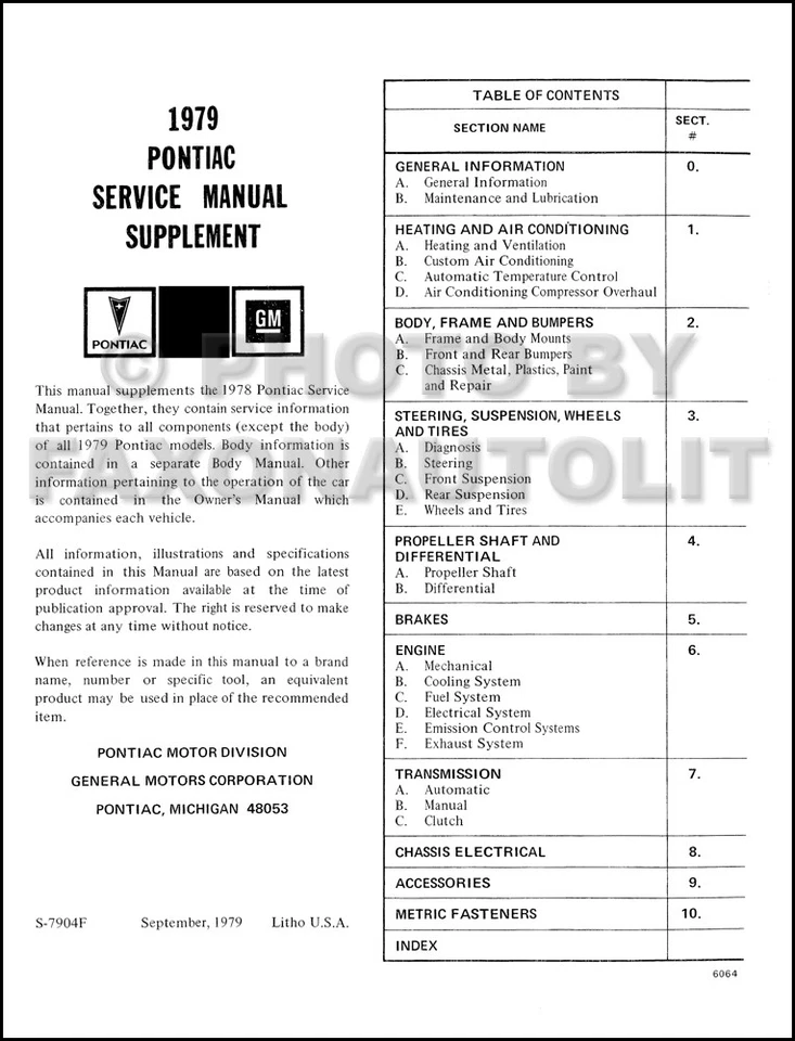 Pontiac Shop 1979 manual y carrocería servicio CD transmisión automática Firebird Bonnville etc. Foto 4 de 4