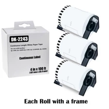 3Rolls Continuous Paper Tape DK-2243 Labels 4"x100' for Brother QL-1110NWB 1050