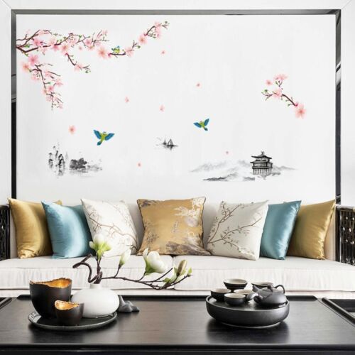 Beautiful Cherry Blossom Flower Butterfly Tree Wall Stickers for Living Room - Picture 1 of 11