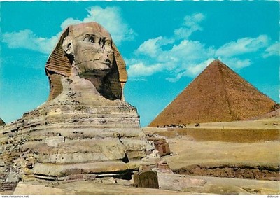 Postcard - Egypt - Giza - Giza - The Great Sphinx and Cheops pyramid - Ca
