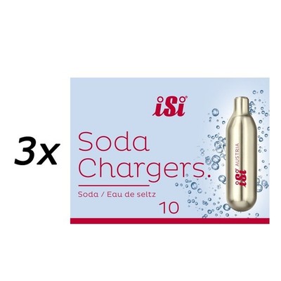iSi Soda Chargers Sodakapseln 10 Kapseln - Für sprudelndes Wasser 84g (3er Pack)