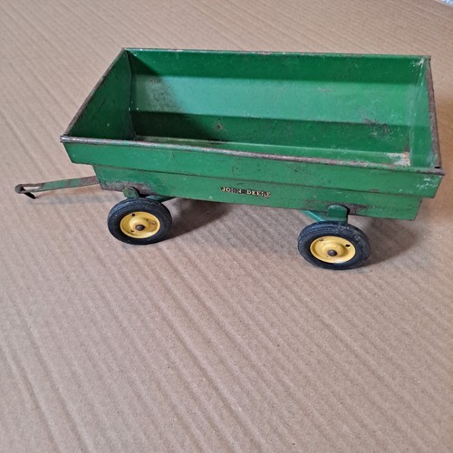 Vntg. Ertl John Deere Wagon Trailer Box Part 529 FlareBox 1/16 Green Metal - Picture 3 of 9