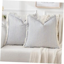 Pack of 2 Pillow Covers 22x22 Inch Striped 22" x 22" Pack of 2 Royal Blue