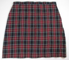 LANDS END Red Multi Plaid School Uniform Box Pleat Skirt Womens 10 NEW 