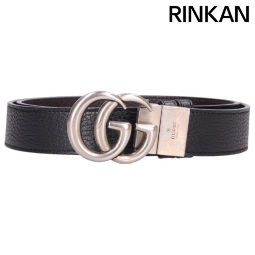 Gucci 525040 GG Logo Buckle Reversible Leather Belt Men's 90 Used 0fa4e9343cb749