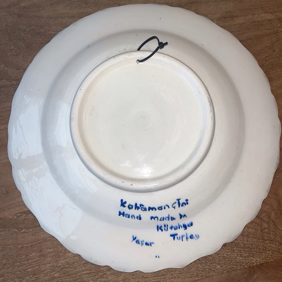 Hand Made Turkish Kutahya Ceramic Textured Wall Plate - Plum Blue - Image 3 of 4