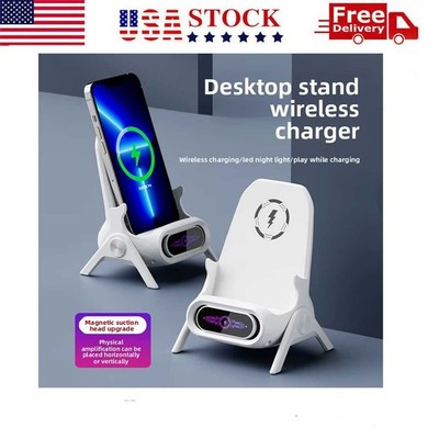 Portable Mini Wireless Charger Desk Mobile Phone Fast-Holder Charge 3D Sound-USA