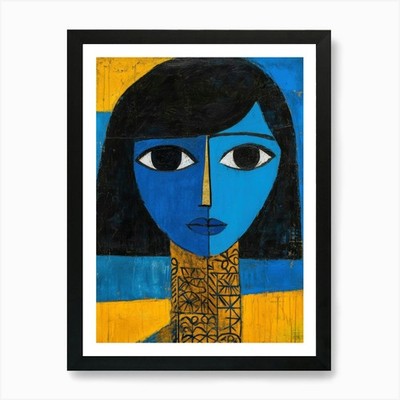 Blue Face 9 Kunstdruck gerahmt Wandbild Poster Leinwanddruck Bild