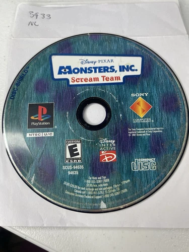 Monsters Inc. Scream Team - (PS1, 2001) Disc Only - No Tracking #3933