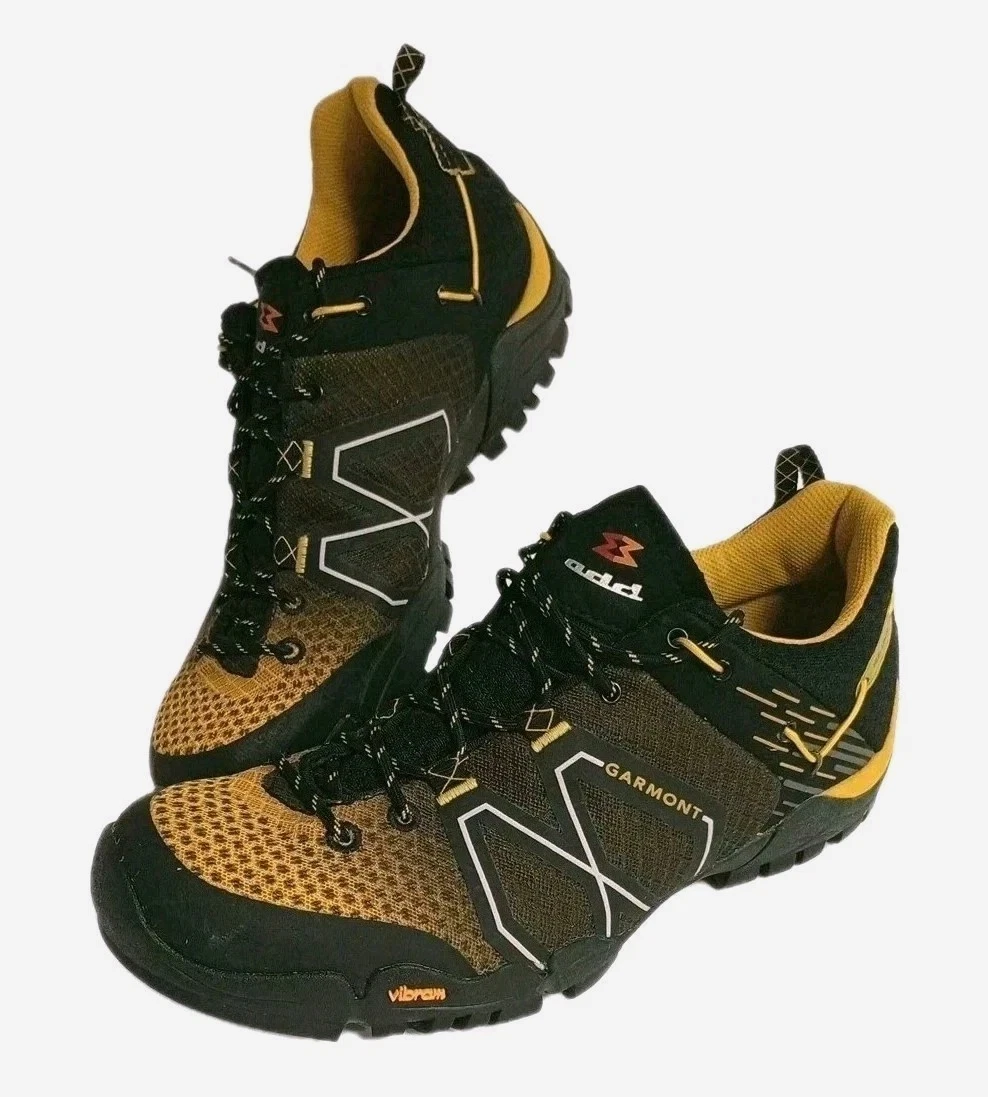Garmont Shoes Mens 8.5 Yellow Sticky Cloud Black Hiking Womens 10 EU Size 41.5