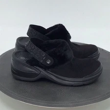 Bzees Kismet Shoes Womens 6 M Black Faux Fur Slip-On Clogs Casual