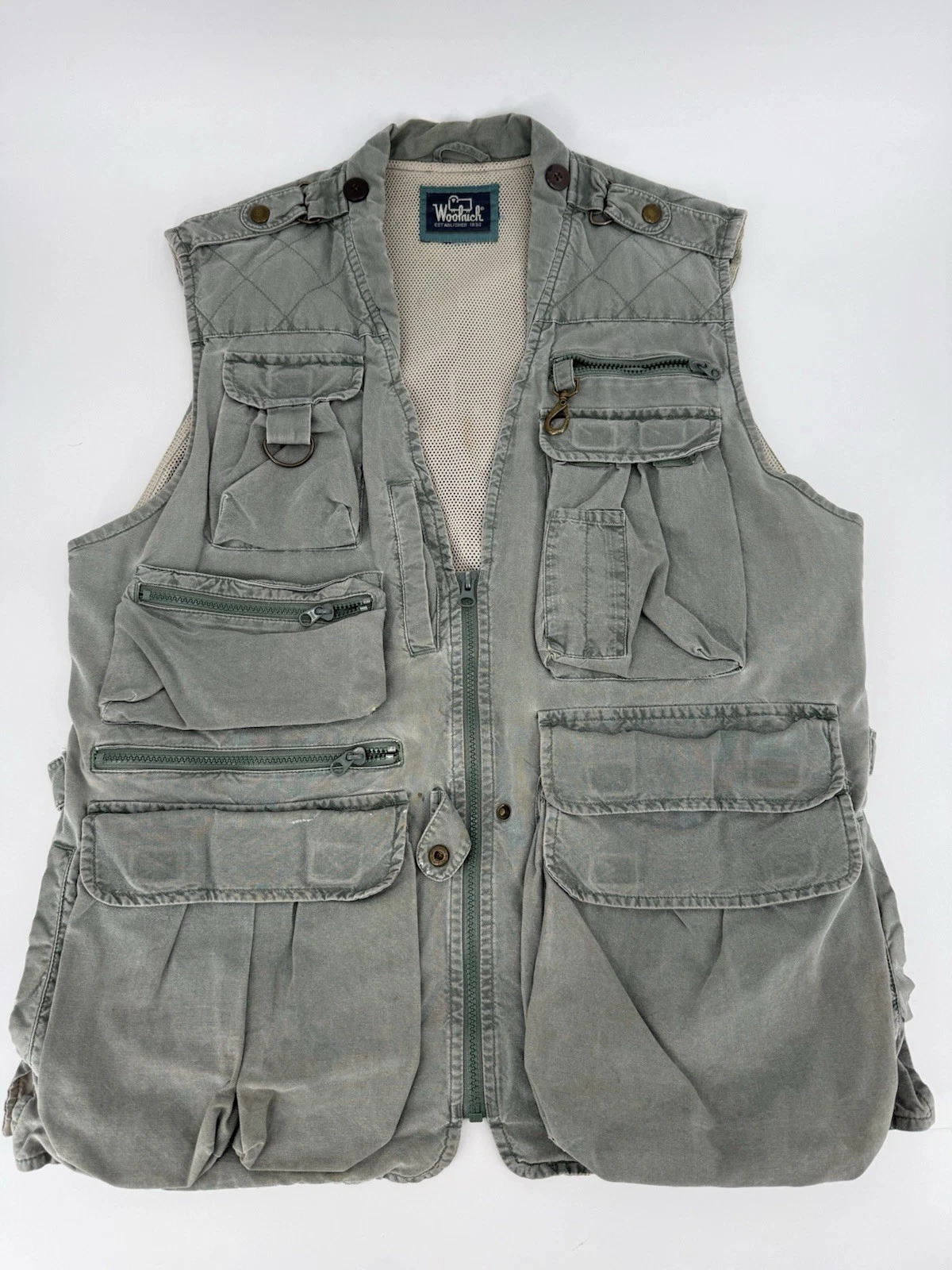 Vintage Woolrich Vest Mens XL Tan Utility Pockets Outdoor Fishing Photography