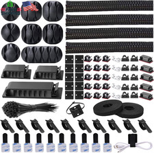 192PCS Cable Management Kit Sleeves Clips Straps Ties Desk Computer