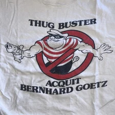 Vintage 1980s Thug Buster Bernhard Goetz Subway Vigilante S T-Shirt SCREEN STARS