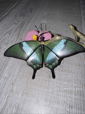 Danbury Mint Emerald Swallowtail on Hibiscus Butterfly Figurine Ornament Flawed