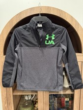 Boys Under Armour Cold Gear 3/4 Zip Pullover Kids Youth Medium Amazing Cond. Blk