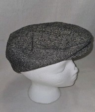 Vintage Mens Flat Hat Newsboy Cap Hat Made In USA Size Medium 7-7 1/2 Black Gray